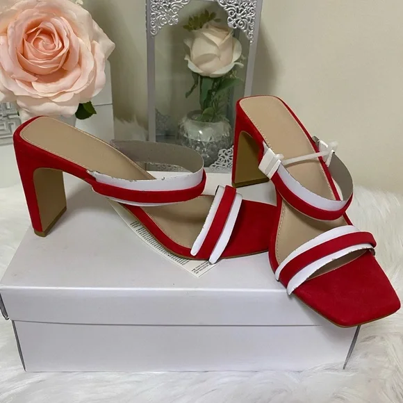 The Drop Women's Avery Square Toe Two Strap High Heeled Sandal SIZE 7.5 - Picture 5 of 11